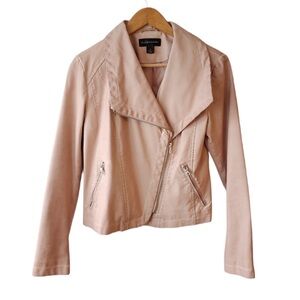 Bagatelle Blush Pink Faux Moto Leather Jacket